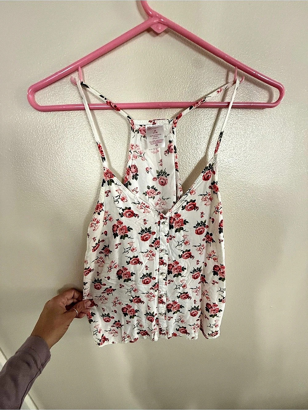 No boundaries medium Floral Camisole in White & Red